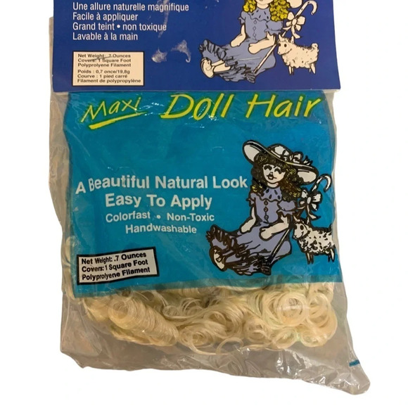 Vintage Maxi Doll  Hair Blonde Natural Look Curly 1 square foot Sealed - Picture 2 of 9